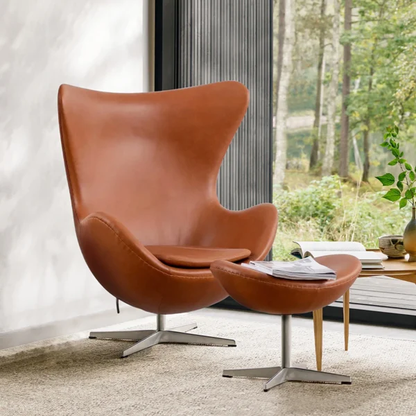 Egg Chair Replica with Stool - Image 8